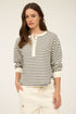 STRIPE HENLEY KNIT TOP